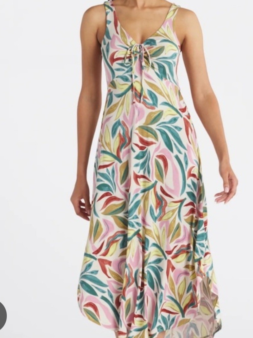Z Supply Floral Leaf Tie-Front Sleeveless Midi Dress - Multicolor